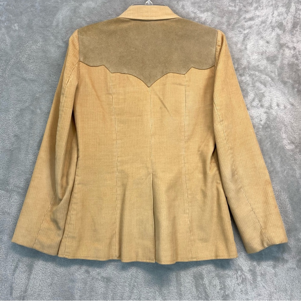 Vintage 70s Western Corduroy Leather Light Mustard Size S - Picture 7 of 11